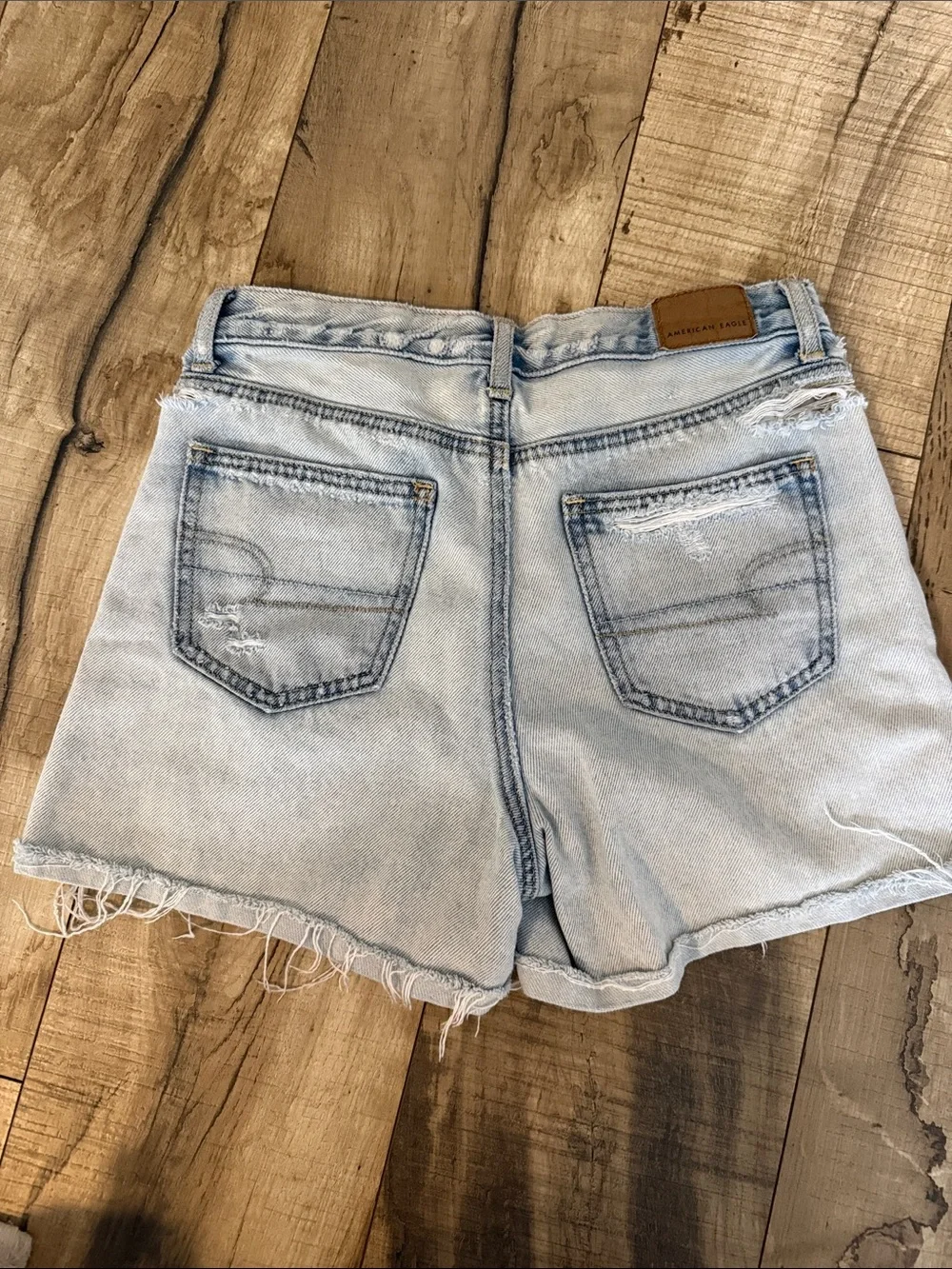 American Eagle Outfitters Light Blue Distressed Denim Jean Shorts